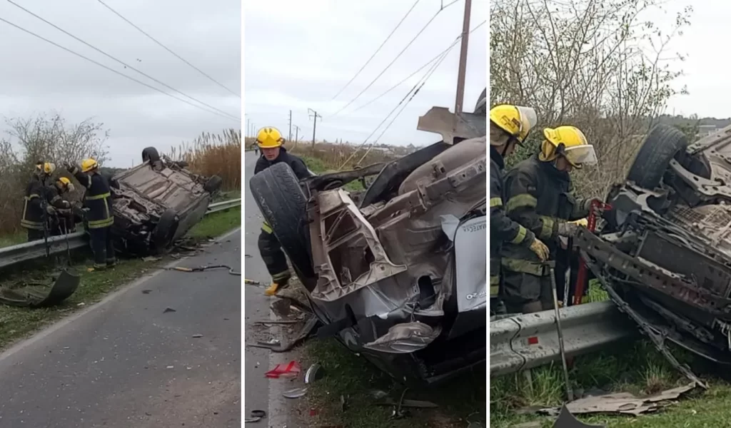 Robaron un auto en Berisso, chocaron de frente con otro, volcaron y escaparon del lugar