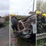 Robaron un auto en Berisso, chocaron de frente con otro, volcaron y escaparon del lugar